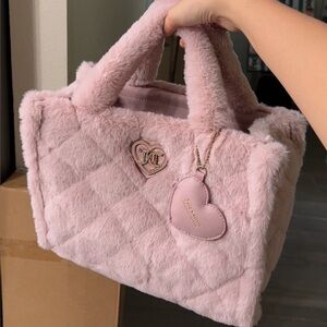 Juicy Couture Pink Faux Fur Tote Crossbody